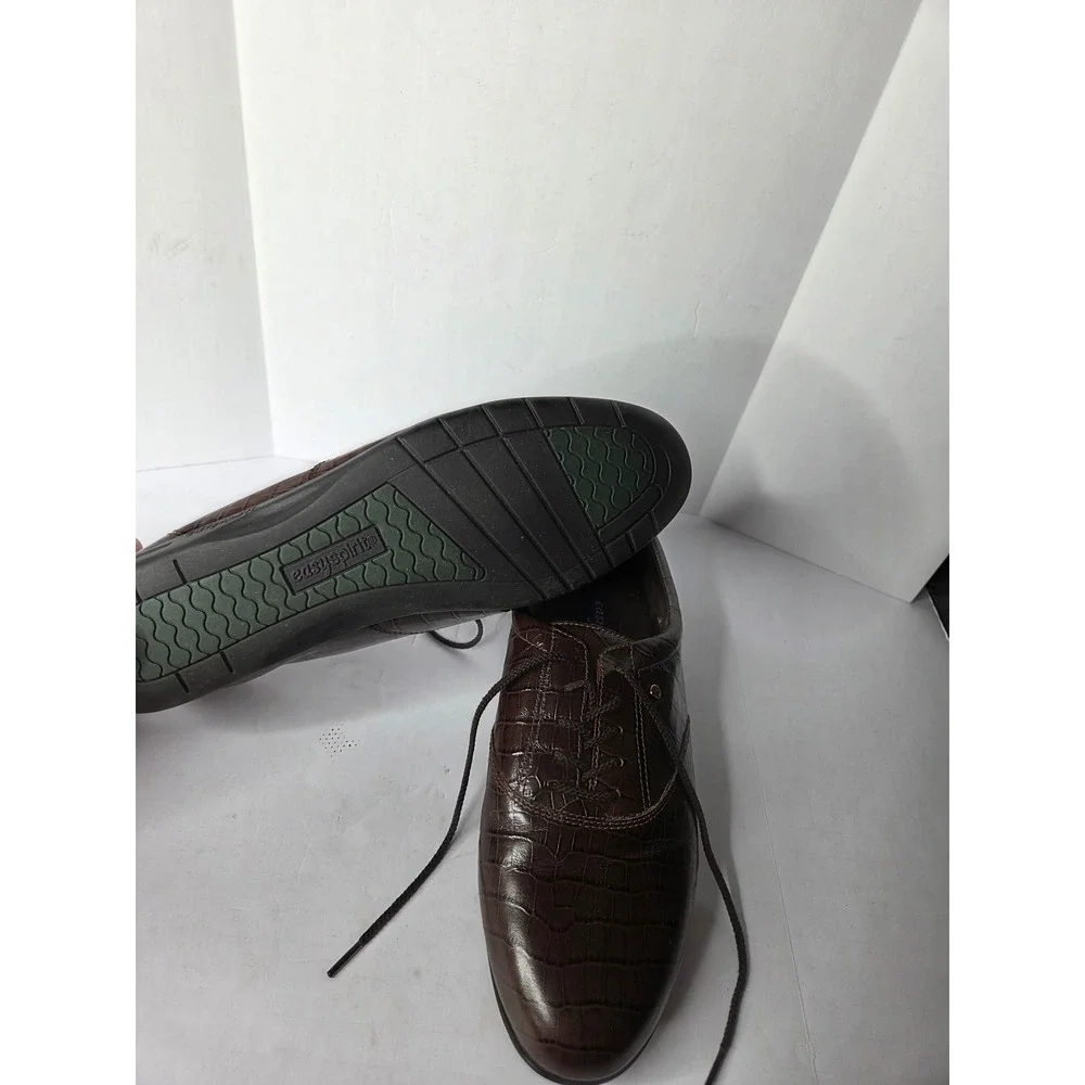 Easy Spirit JPMOTION Mens Brown Croc‎ Embossed Leather Anti-Gravity Oxfords 11